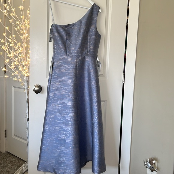 Kay Unger Asymmetrical Ruched Smoke Blue One-Shoulder Dress 8/ NWT - Picture 14 of 14